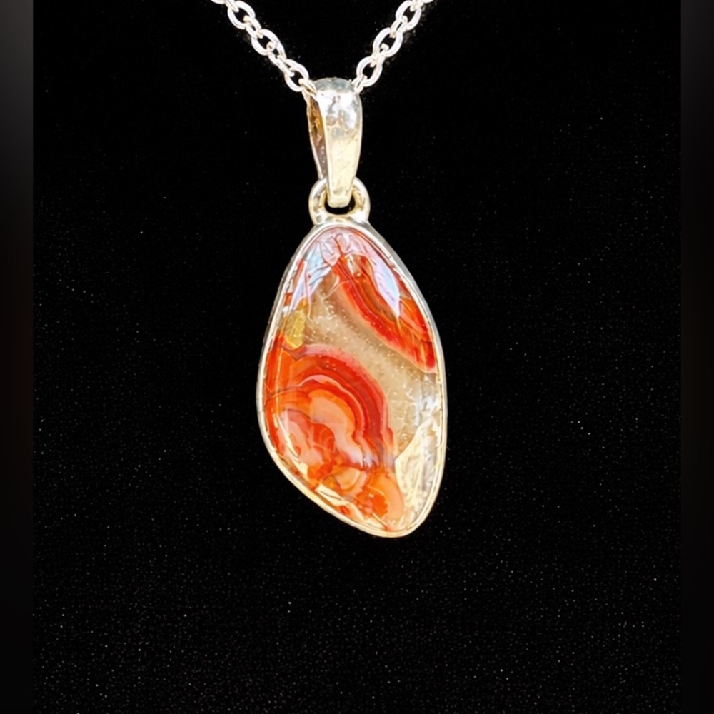 Crazy Lace Agate Pendant 925 Silver